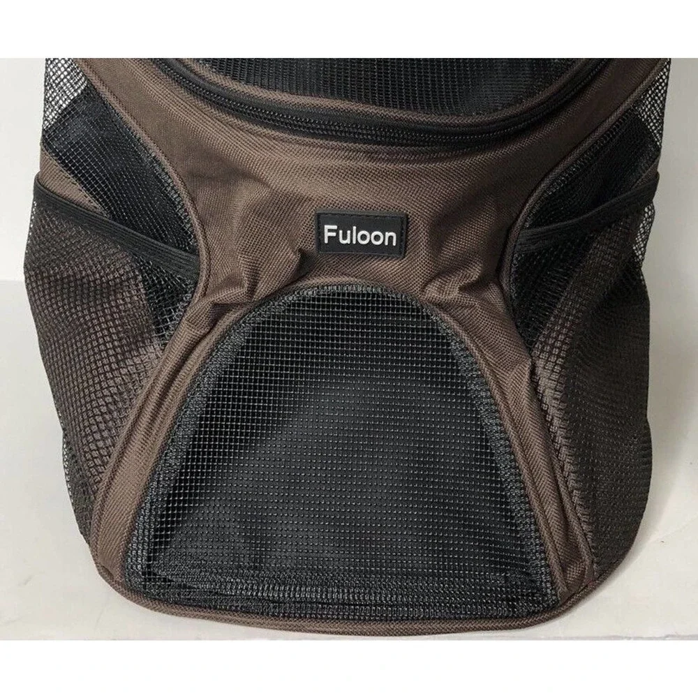NEW Fuloon Small Brown Pet Backpack Vented Carrier with Adjustable Straps